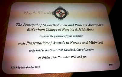 London Hospital Prizegiving invitation card