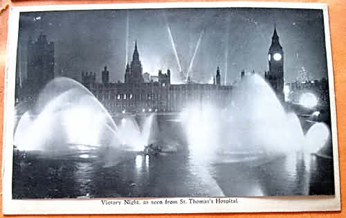 V-E day night 1945  Parliament from St Thomas's Hospital