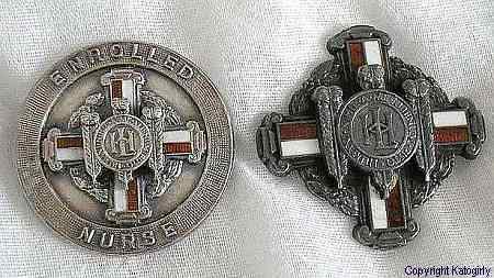 Two London Hospital Badges - SRN and SEN - gained by the same nurse