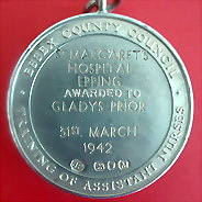 Silver Medal - Galdys Prior 1942 - St Margarets Hospital Epping (Reverse)